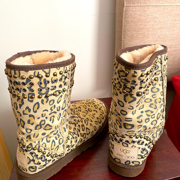 Ugg Jimmy Choo leopard short boot gentle used  size 9-SOLD - Picture 1 of 5